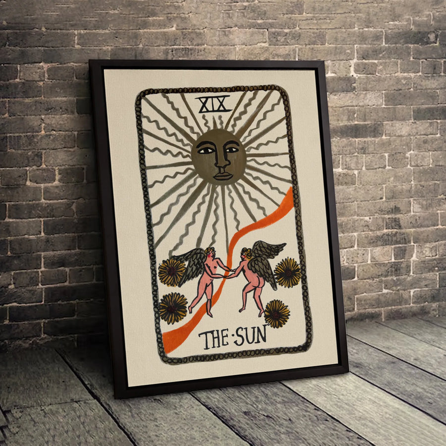 The Sun Tarot Card Canvas Art | XIX Astrology Wall Decor | Premium Fade-Resistant Print | Mystical Gift for Spiritual Seekers