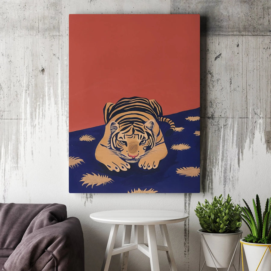 Japanese Tiger Canvas Print | Ukiyo-e Inspired Big Cat Illustration | Premium Fade-Resistant Wall Art | Modern Home & Office Decor Gift