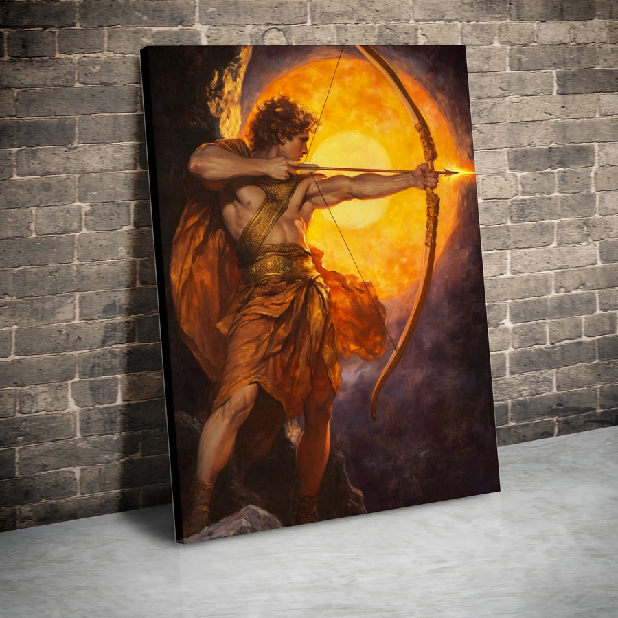 Greek God Apollo Canvas Wall Art | Golden Archer Mythology Print | Gallery Quality 1.25-inch Profile | Mythological Decor Gift for Home Office