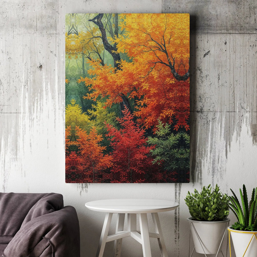 Autumn Forest Wall Art | Vibrant Fall Foliage Landscape | 1.25" Premium Gallery Wrapped Canvas | Seasonal Nature Home Decor Gift
