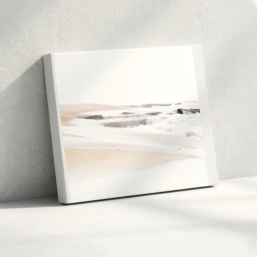 Minimalist Seascape Canvas Wall Art | Neutral Beach Photography Print | Premium Gallery Wrapped Canvas | Modern Coastal Home Decor Gift