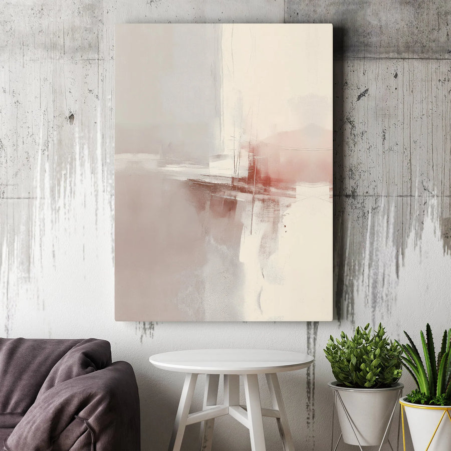 Abstract Canvas Wall Art | Beige Terracotta Brushstrokes Print | 1.25 Inch Gallery Wrap | Modern Minimalist Home Decor for Living Room