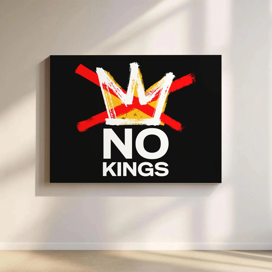 No Kings Canvas Wall Art | Crossed Out Crown Protest Print | Premium 1.25" Thick Canvas | Modern Political Statement Decor Gift
