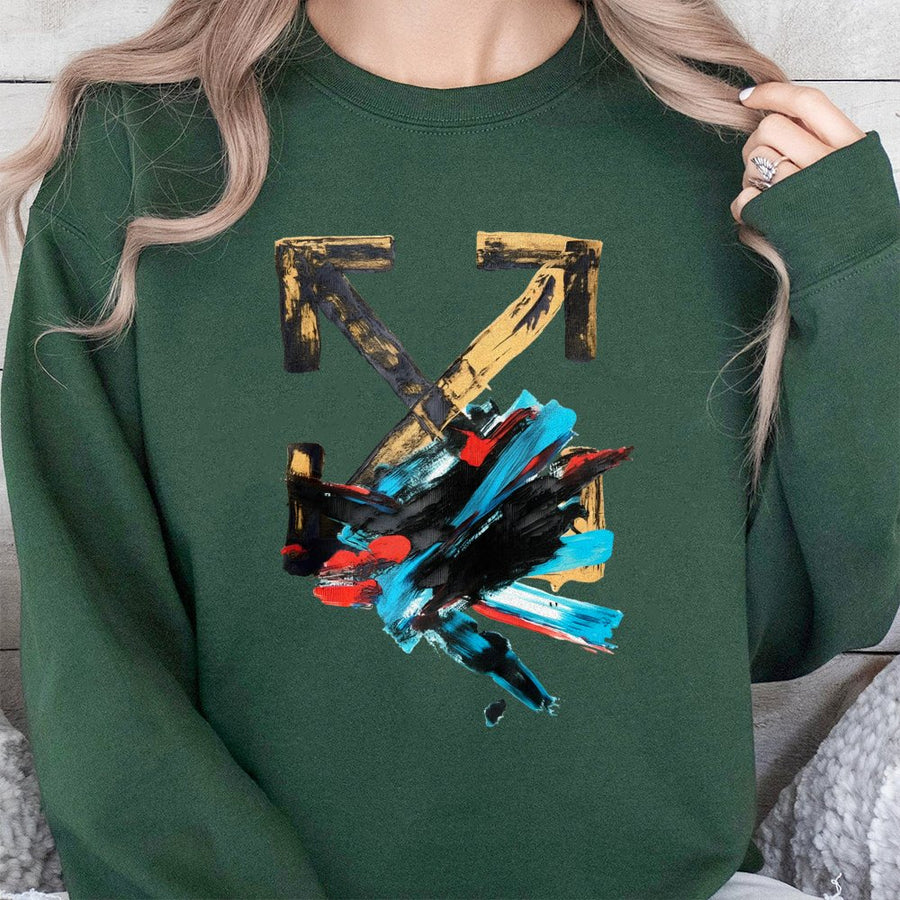 Abstract Arrow Art Sweatshirt | Brushstroke Graphic Design | Premium Cotton Blend | Unisex Streetwear Gift for Modern Aesthetic Lovers