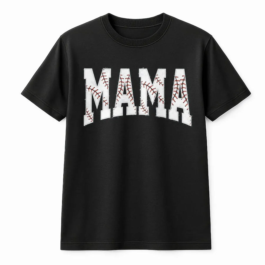 Baseball Mama T-Shirt | Vintage Baseball Stitch Design | Premium Soft Cotton Tee | Mother's Day Gift for Sports Mom