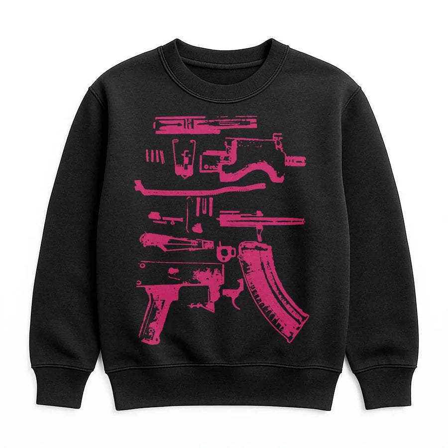 Gun Schematic Sweatshirt | Exploded Firearm View Graphic | Premium Soft Cotton | 2nd Amendment Collector's Gift