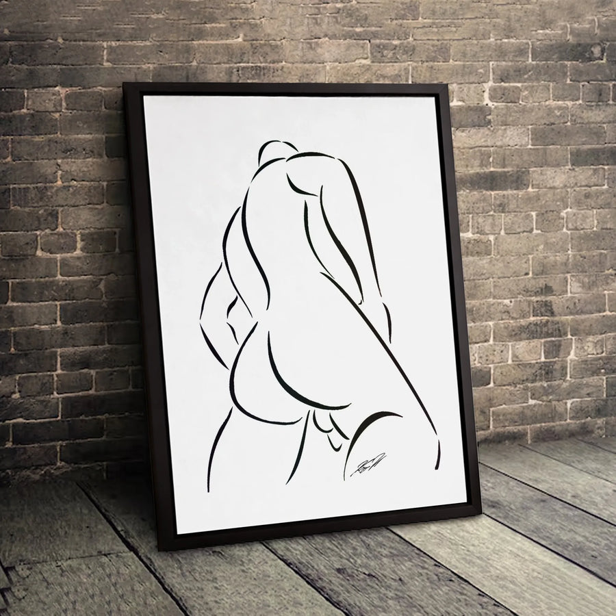 Male Nude Canvas Art | Minimalist Abstract Body Line Drawing | Premium Gallery-Wrapped Print | Sensual Bedroom Home Decor Wall Statement