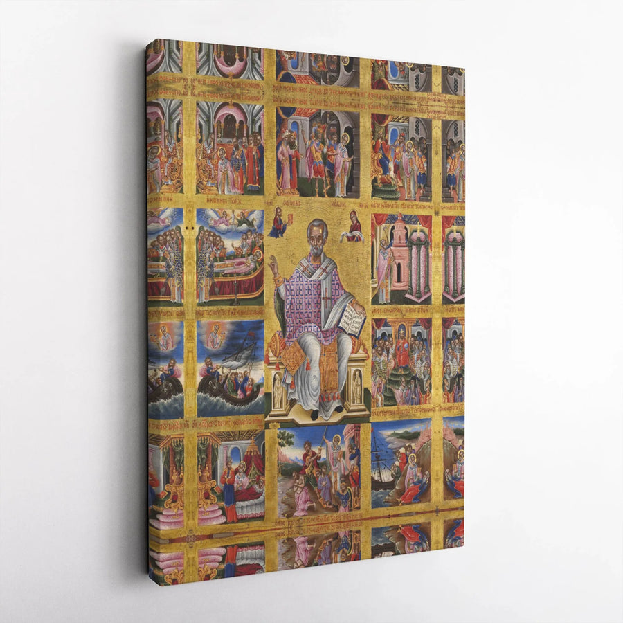 Saint Nicholas Orthodox Icon Canvas | Byzantine Religious Wall Art | Premium Fade-Resistant Print | Catholic Home Decor Gift