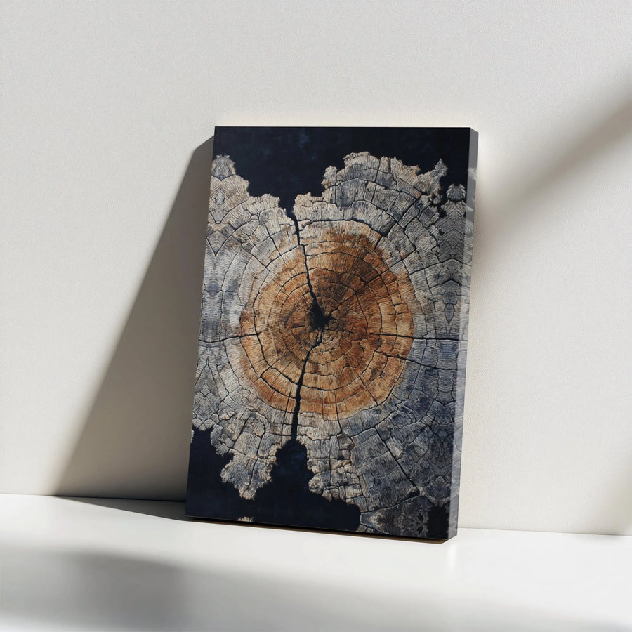 Rustic Tree Ring Canvas Print | Abstract Wood Slice Wall Art | Premium Gallery Wrap Canvas | Modern Farmhouse Decor Gift for Nature Lover