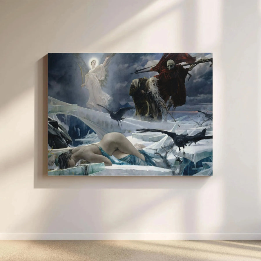 Angel and Grim Reaper Canvas Print | Dramatic Memento Mori Wall Art | Premium Gallery Quality Canvas | Gothic Home Decor Collector's Gift