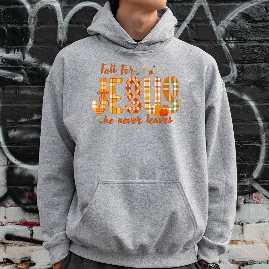 Fall For Jesus Hoodie | Christian Autumn Faith Aesthetic | Premium Cotton-Poly Blend | Religious Gift For Her & Him