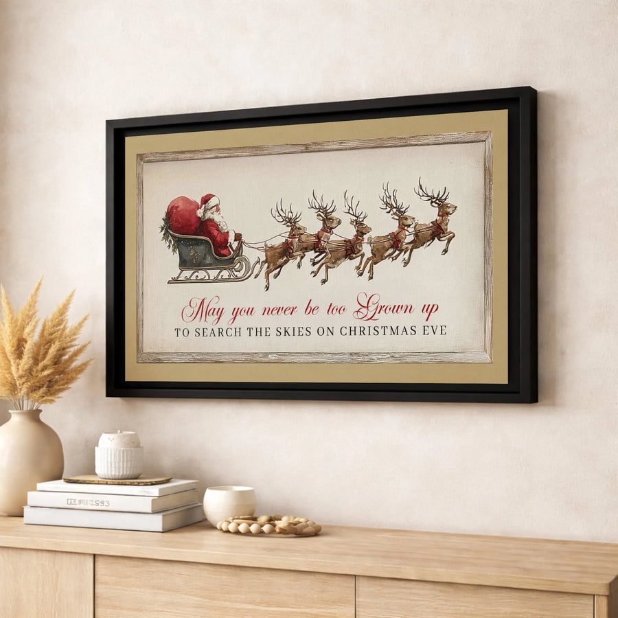 Vintage Santa Sleigh Canvas Wall Art | Christmas Quote Holiday Decor | Gallery Quality Premium Print | Festive Gift For Christmas Lovers