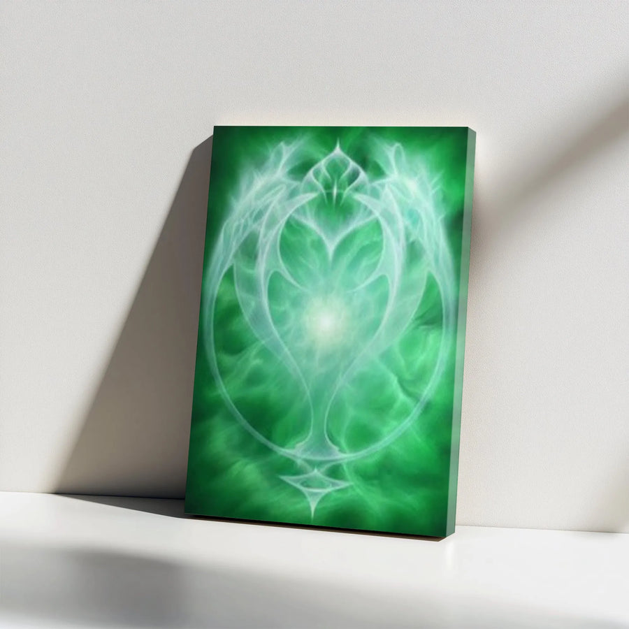 Heart Chakra Canvas Art | Glowing Abstract Energy Design | Premium Gallery-Quality Print | Meditation Room & Yoga Studio Decor