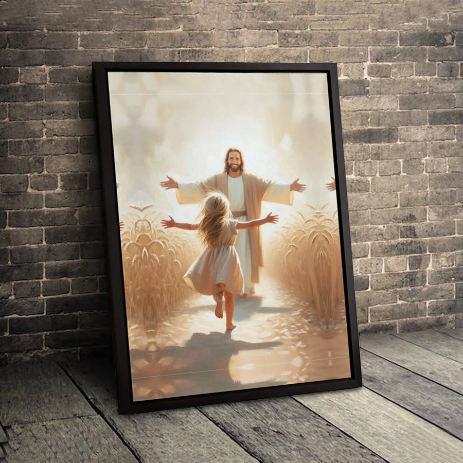 Jesus and Child Canvas Print | Religious Wheat Field Wall Art | Premium Gallery Wrapped 1.25" Profile | Christian Home Decor Gift