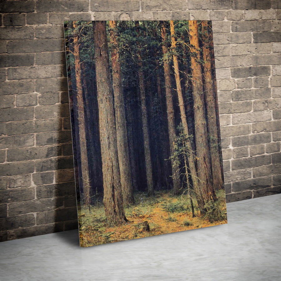 Moody Pine Forest Canvas Print | Tall Evergreen Trees Wall Art | Premium Gallery-Wrapped Decor | Nature Inspired Gift for Forest Lovers