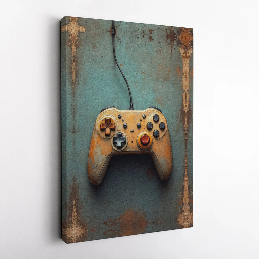 Rusty Video Game Controller Canvas | Industrial Retro Gaming Wall Art | 1.25-Inch Premium Gallery Wrap | Gift for Gamers and Gamer Room Decor