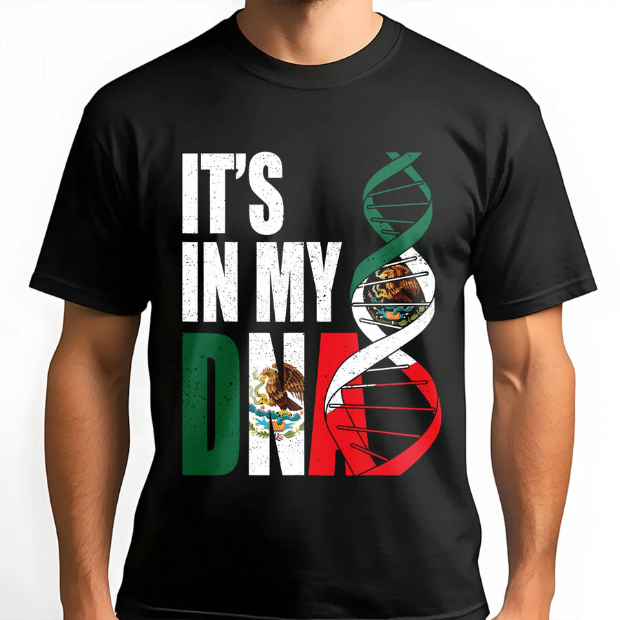 Mexico DNA T-Shirt | Mexican Flag Heritage Symbolism | Premium Soft Cotton | Latin American Culture Pride Gift for Latinos and Mexican Heritage