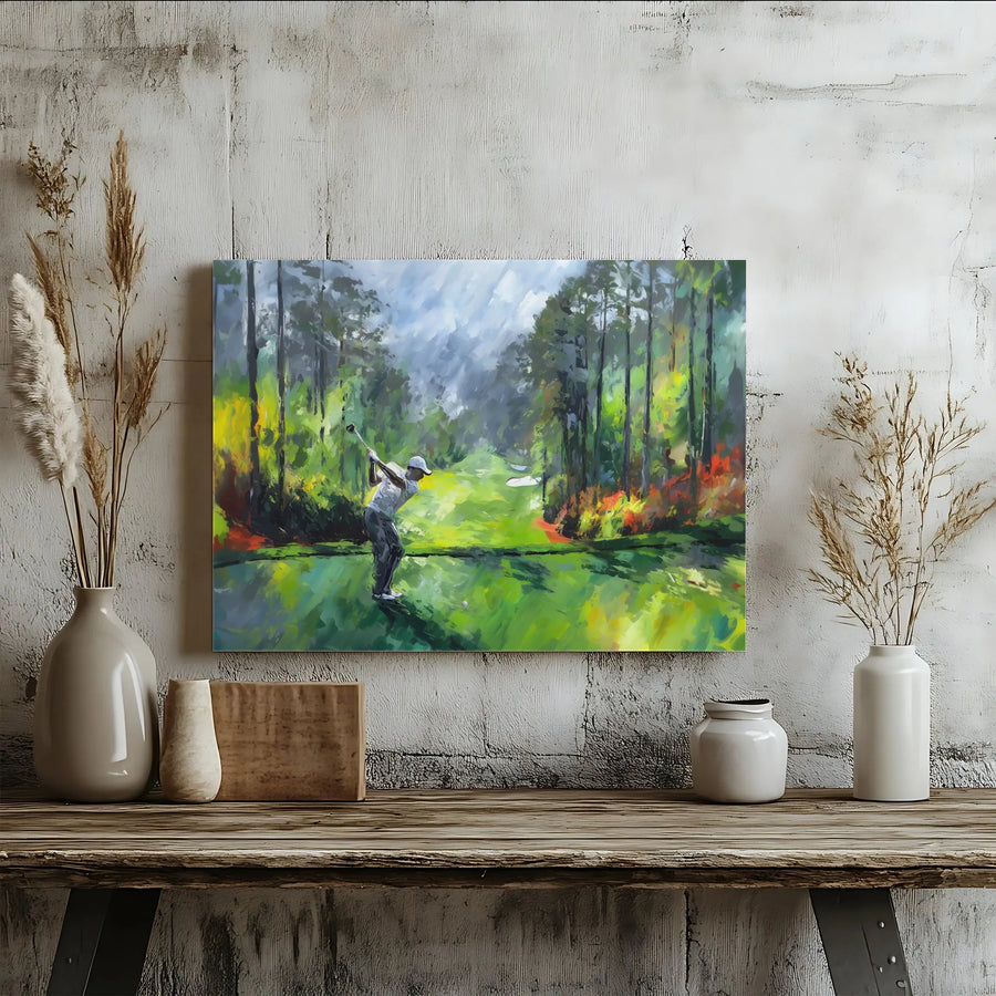 Golfer Canvas Print | Impressionist Golf Course Painting | Premium Gallery Wall Art | Gift for Dad & Man Cave Decor