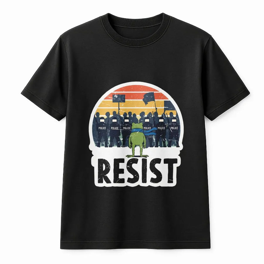 Resist Frog T-Shirt | Retro Protest Graphic Design | Premium Soft Cotton Tee | Activism Gift for Activists and Social Justice Supporters
