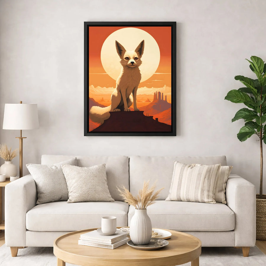 Fennec Fox Wall Art | Desert Sunset Wildlife Canvas Print | 1.25 Inch Gallery Wrap | Animal Lover Home Decor Gift