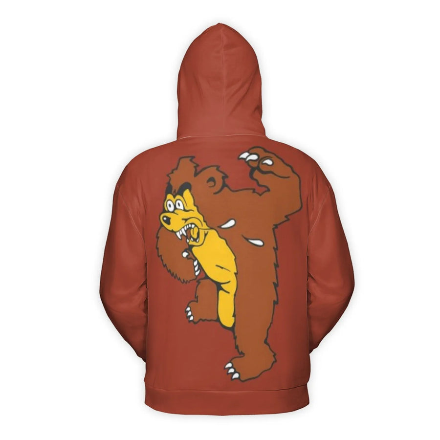 Grizzly Bear 3D Hoodie | Retro Mascot Graphic Print | Premium Brushed Fleece Pullover | Unisex Sportswear Gift for Nature Lovers
