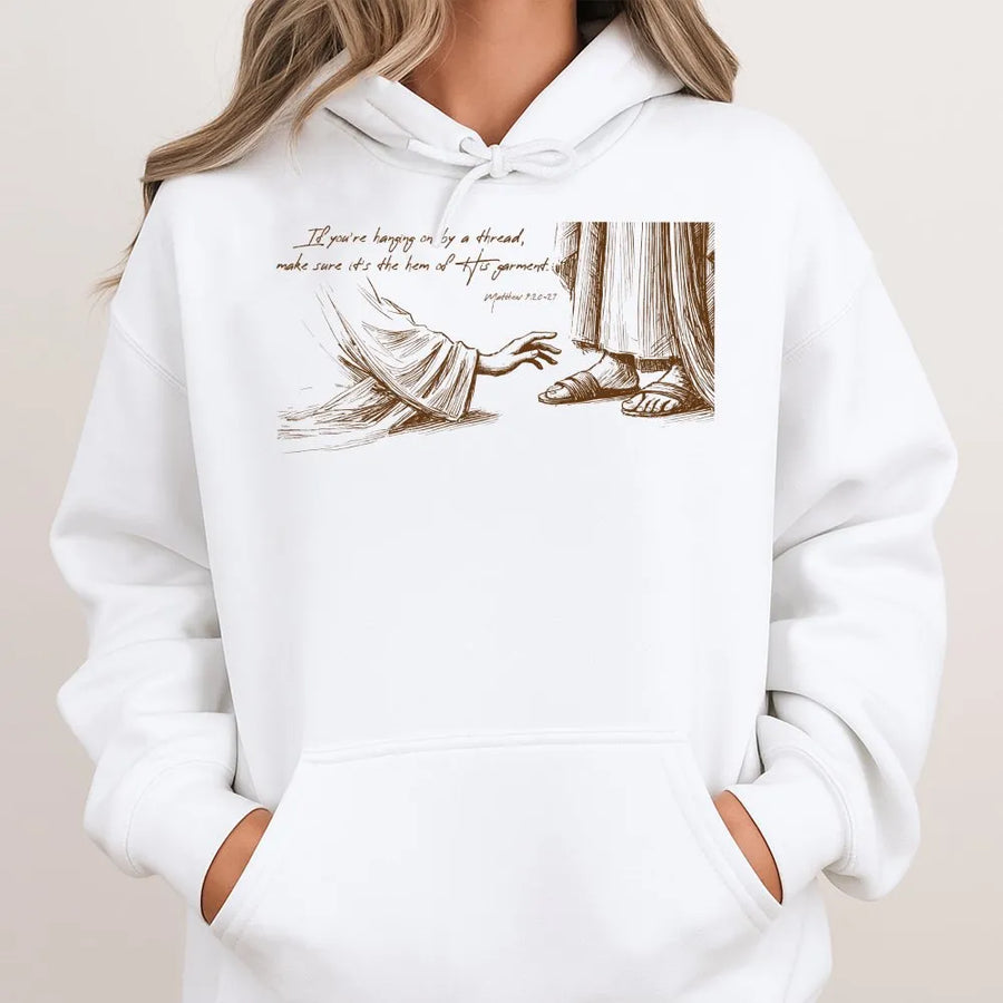 Christian Faith Hoodie | Matthew 9:20-21 Bible Verse Graphic | Premium Cotton Blend | Inspirational Religious Gift for Men & Women