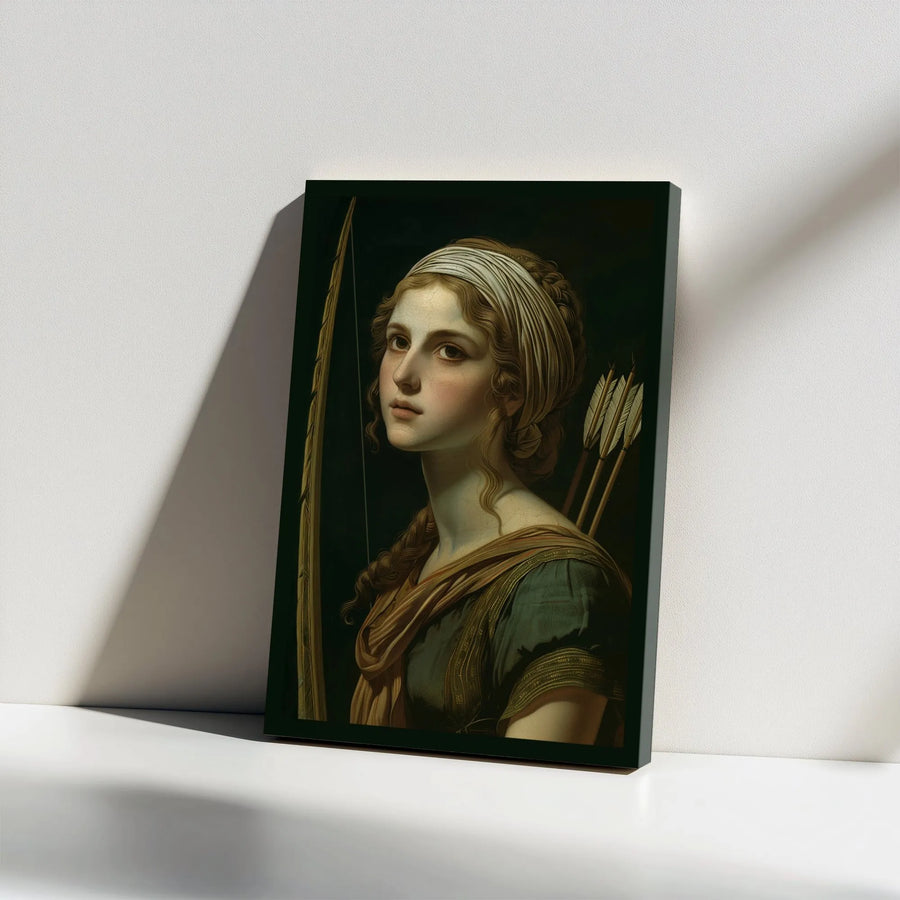 Artemis Goddess Canvas Art | Classical Greek Mythology Huntress Portrait | Premium Gallery Wrap Wall Decor | Mythological Fine Art Gift