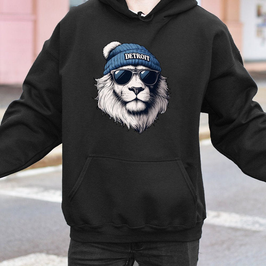 Detroit Lion Hoodie,Cool Streetwear Graphic Hoodie, Urban City Style,Hip Hop Casual Hoodie For Men And Women