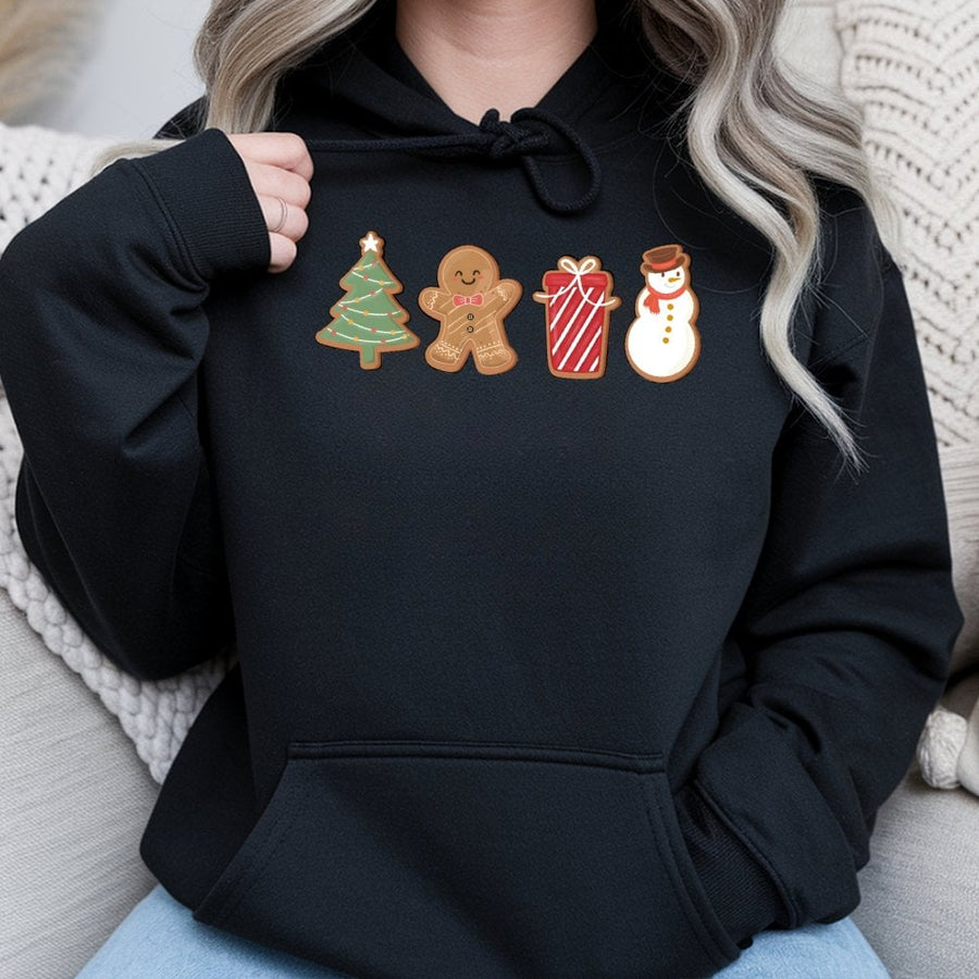 Christmas Gingerbread Hoodie | Cute Holiday Cookie Graphic Sweatshirt | Premium Cotton Blend | Festive Winter Gift for Women and Men