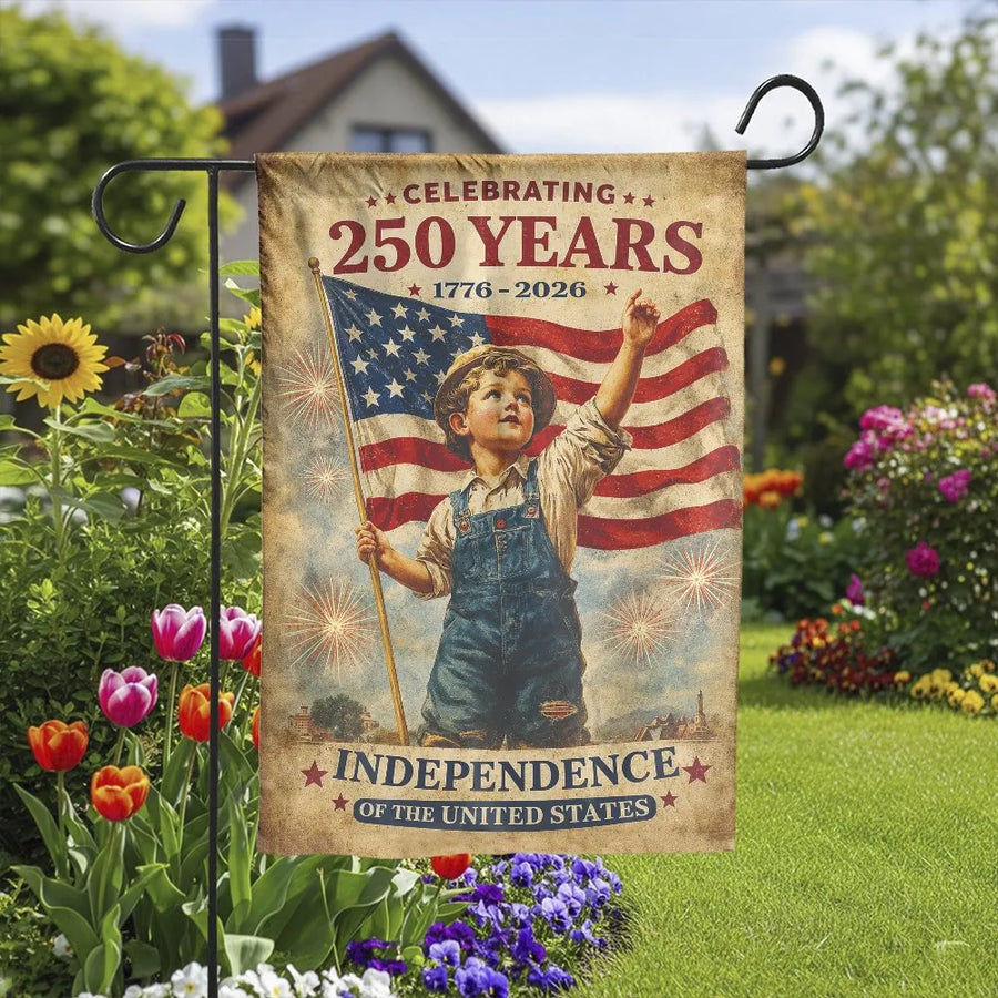 USA 250th Anniversary Garden Flag | Vintage 1776-2026 Independence Day Design | Double-Sided Premium Weatherproof Polyester | Commemorative Patriotic Outdoor Decor Gift