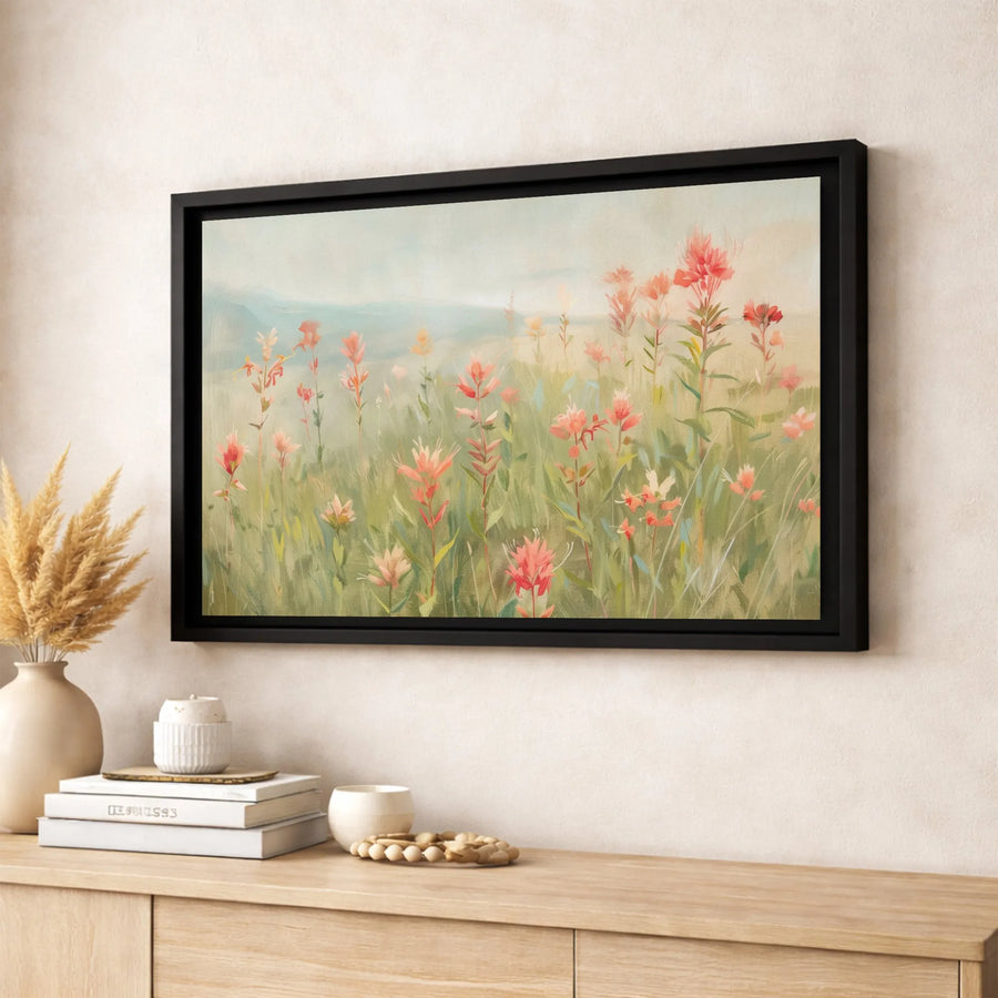 Wildflower Meadow Canvas Print | Impressionist Floral Landscape Wall Art | Gallery Quality Premium Canvas | Modern Farmhouse Home Decor Gift