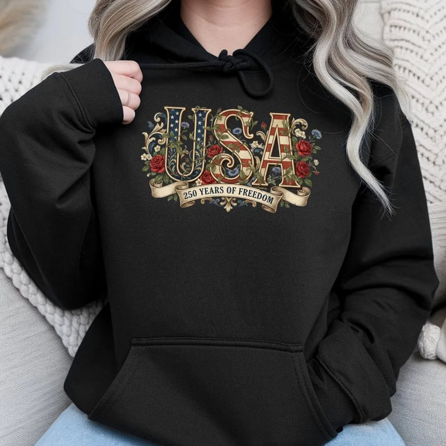 USA 250th Anniversary Hoodie | Retro Patriotic American Flag Design | Premium Cotton Blend | Unisex 4th of July Gift