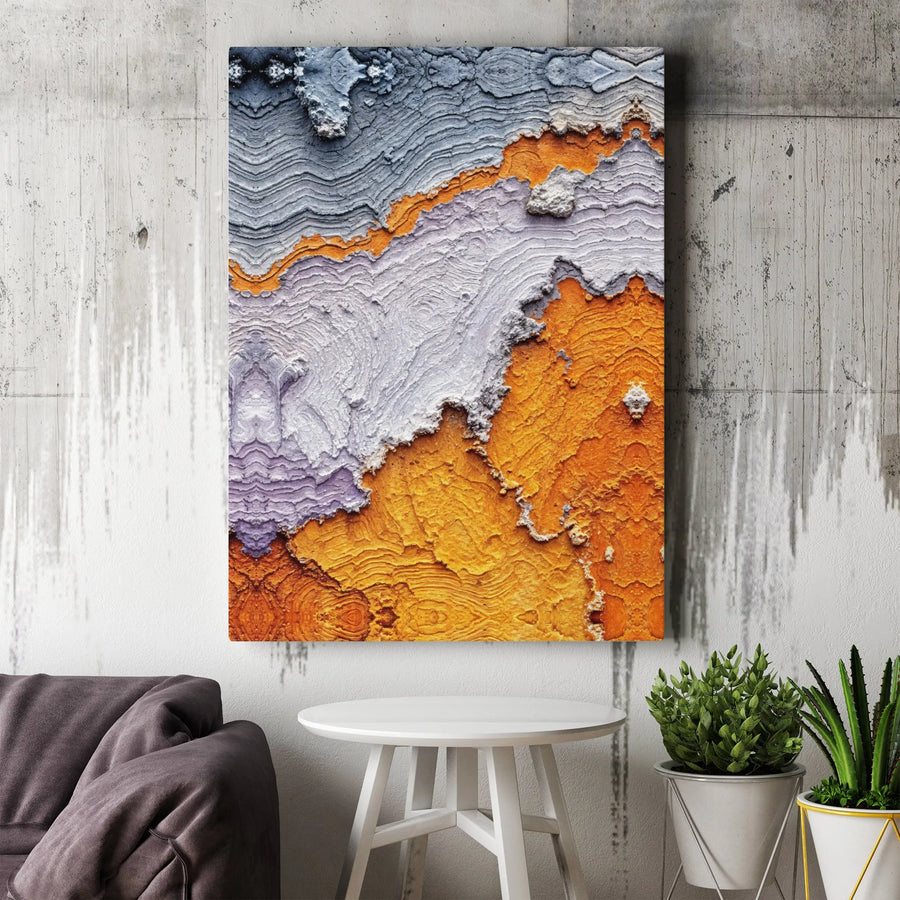 Abstract Textured Canvas Print | Orange and Gray Geode Wall Art | Premium Gallery Wrapped Canvas | Modern Living Room Decor Gift