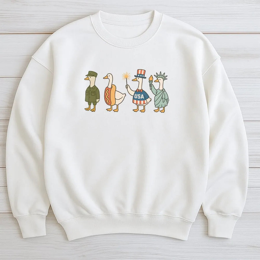Funny 4th of July Goose Sweatshirt | Patriotic USA Geese Graphic Tee | Premium Comfort Colors Shirt | Independence Day Gift for Men and Women