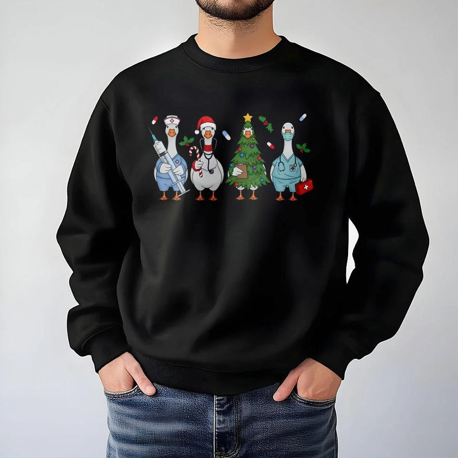Christmas Nurse Sweatshirt | Funny Goose Medical Holiday Design | Cotton-Blend Premium Crewneck | Cute RN Gift for Nursing Students & Doctors