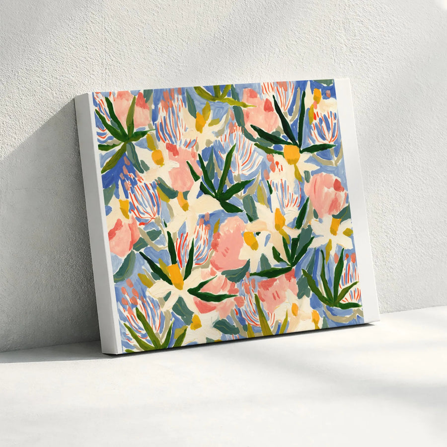 Abstract Floral Canvas Wall Art | Colorful Painterly Garden Print | Premium Gallery Wrapped Canvas | Modern Home Decor Gift for Living Room