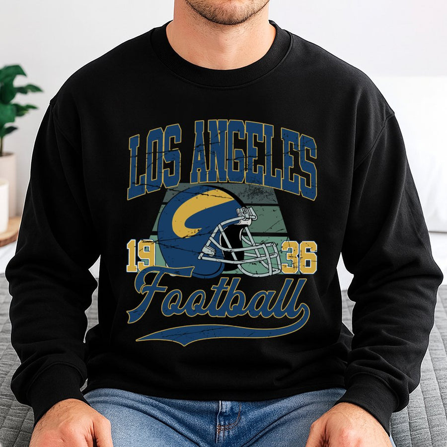 Los Angeles 1936 Football With A Vintage Los Angeles Rams Football Helmet Sweatshirt