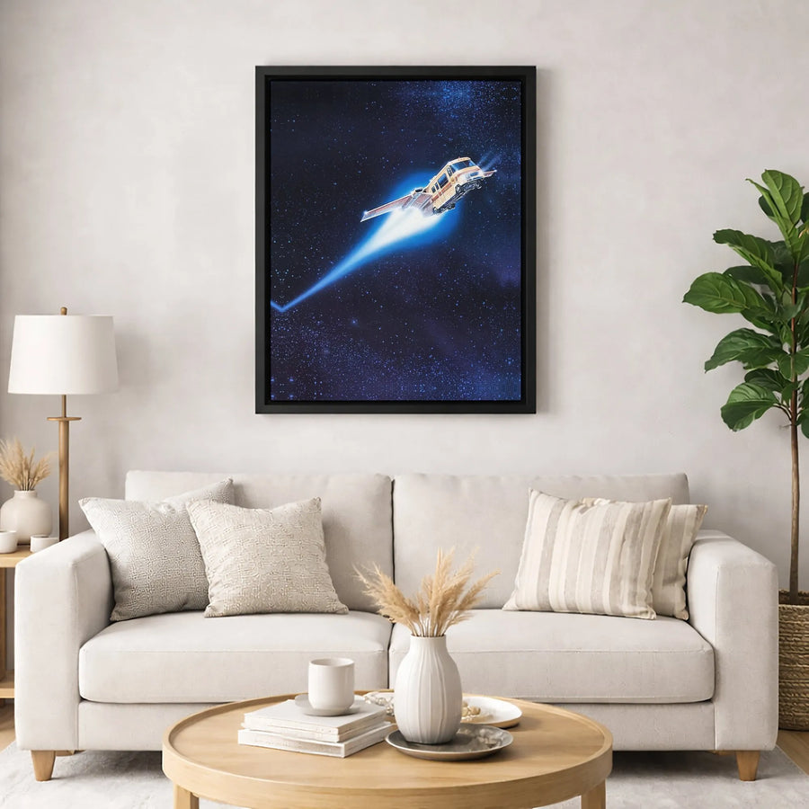 Space RV Flying Spaceship Canvas Art | Retro Sci-Fi Comedy Movie Poster | Premium 1.25 Inch Gallery Wrap | Unique Gift for 80s Cinema Fans