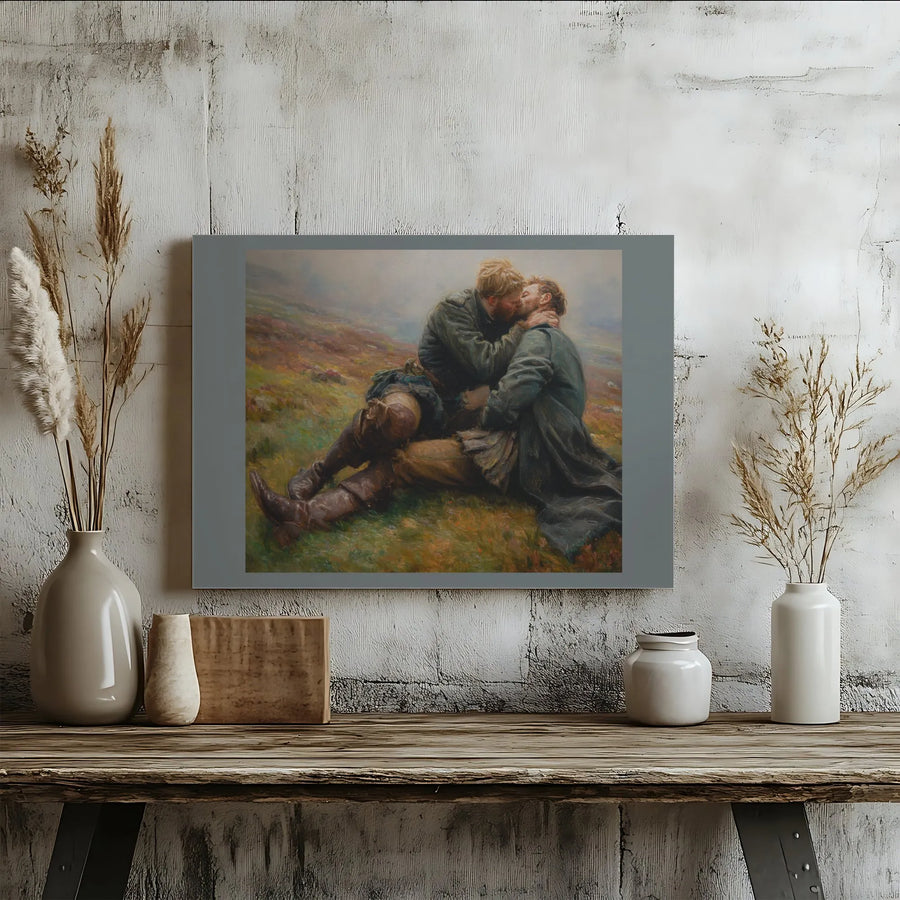 Gay Couple Art Print | Romantic Vintage Landscape Canvas | Premium Stretched Gallery Wrap | Meaningful LGBTQ Home Decor Gift