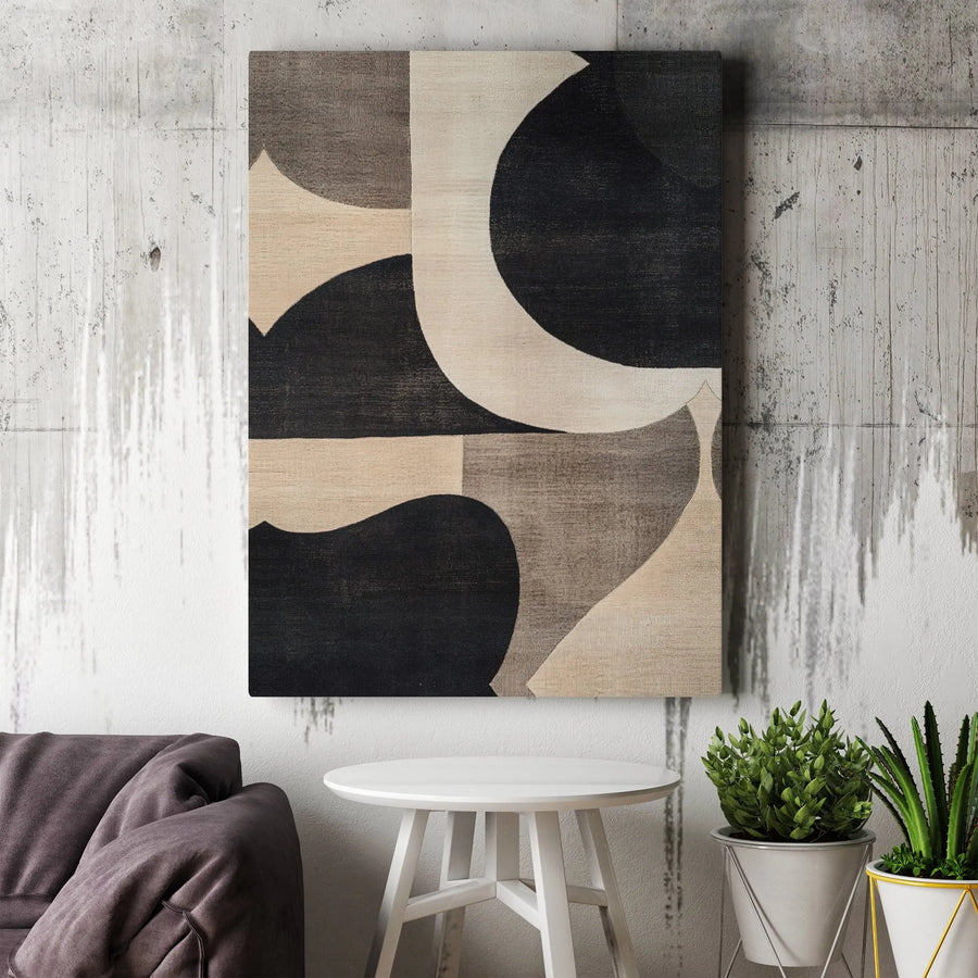 Abstract Geometric Canvas Art | Japandi Style Textured Print | Premium Gallery Wrapped Canvas | Minimalist Home Decor Gift
