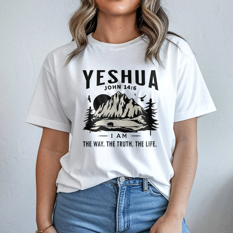 Yeshua T-Shirt | John 14:6 Bible Verse Graphic Design | Premium Cotton Religious Apparel | Christian Gift For Men And Women