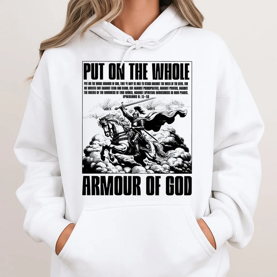 Armour Of God Hoodie | Ephesians 6 Bible Verse Graphic | Premium Cotton Blend | Christian Faith Gift For Men And Women