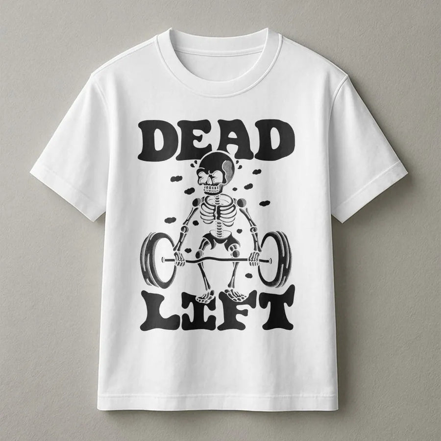 Dead Lift Skeleton T-Shirt | Funny Weightlifting Gym Pump Cover | Premium Soft Cotton Graphic Tee | Workout Gift for Men and Women