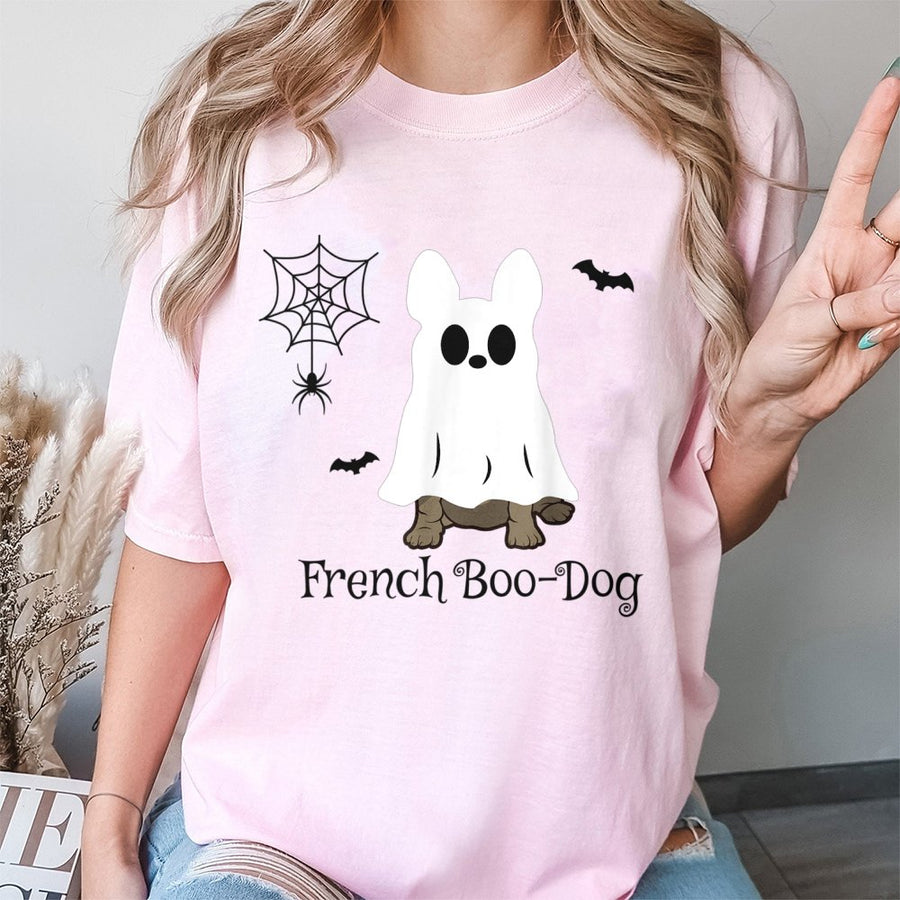 French Bulldog Ghost T-Shirt | Funny Frenchie Boo-Dog Halloween Design | Premium Soft Cotton | Cute Spooky Gift for Dog Lovers