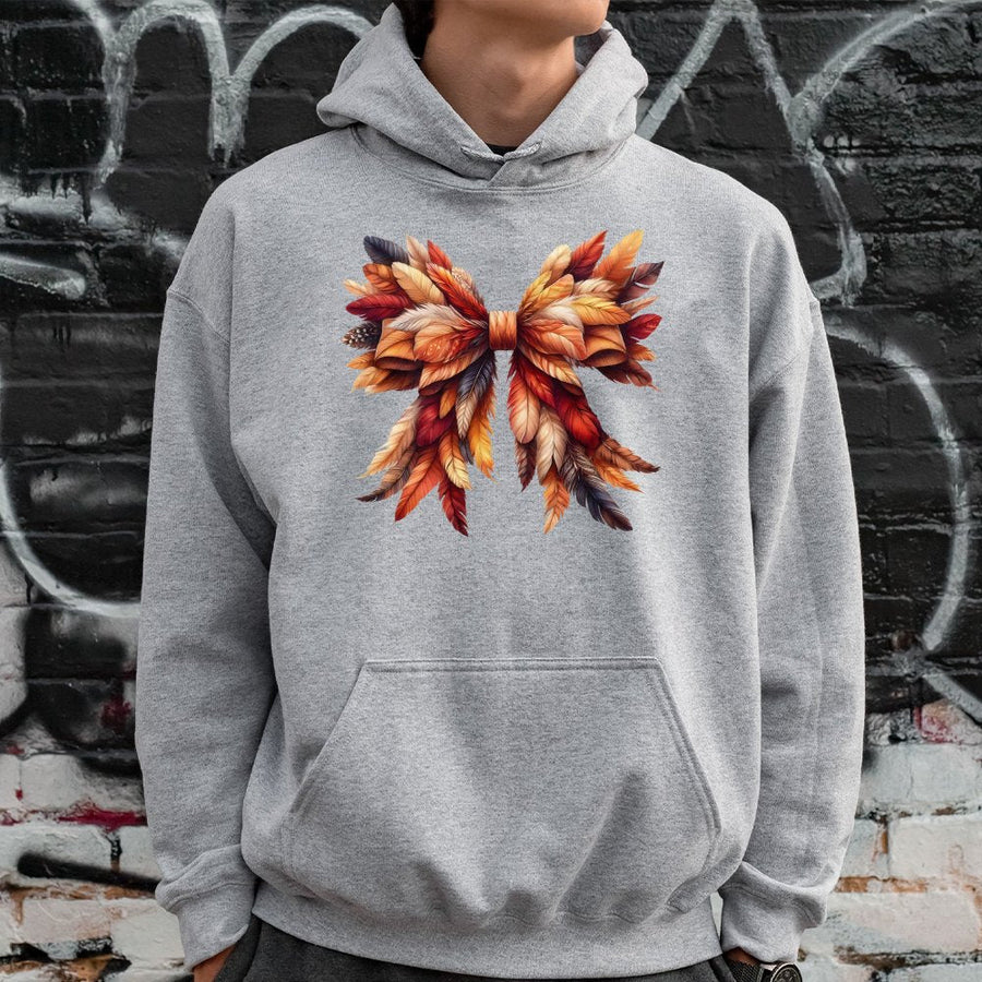 Thanksgiving Feather Bow Hoodie | Fall Coquette Aesthetic Design | Premium Cotton-Blend Comfort | Cute Autumn Gift for Women and Girls