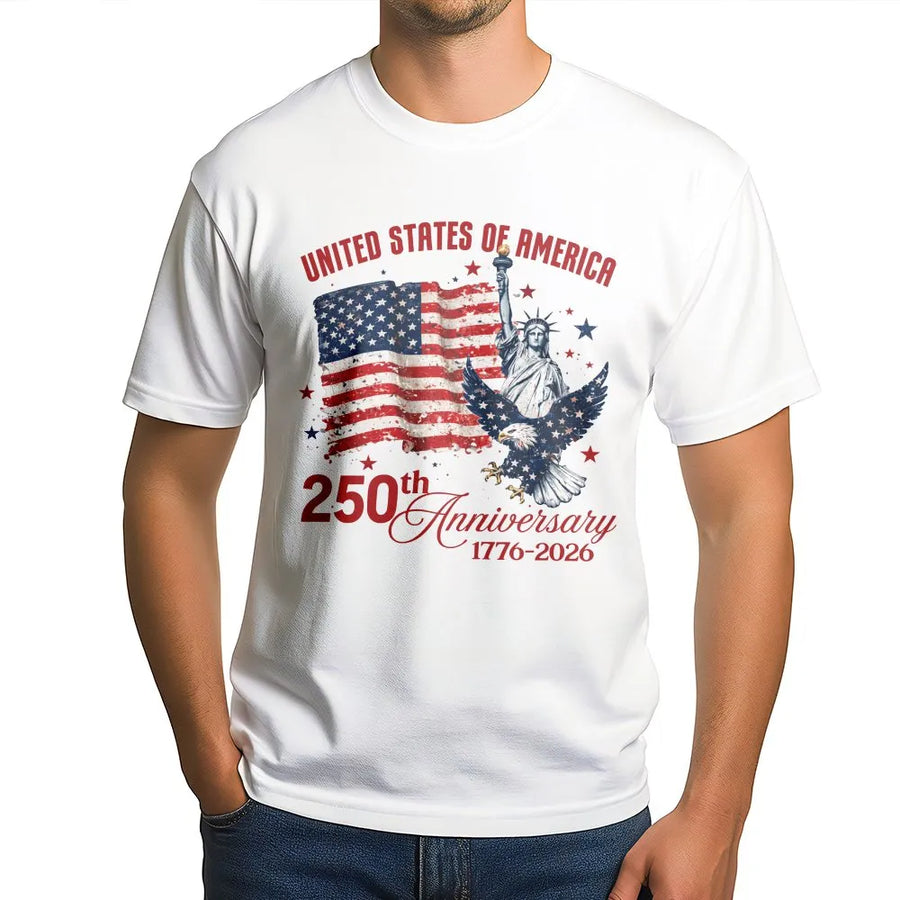USA 250th Anniversary T-Shirt | Vintage American Flag 1776-2026 Design | Premium Cotton-Blend | Patriotic 4th of July Collector's Gift