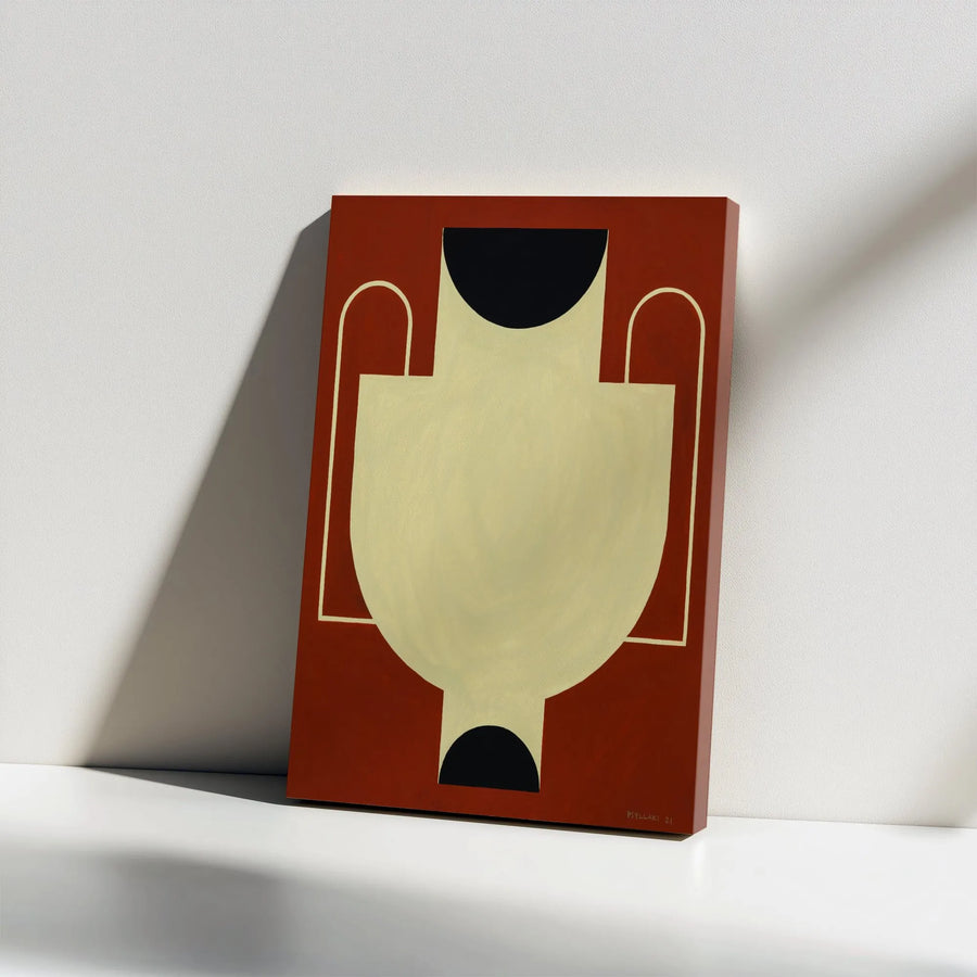 Abstract Vase Vertical Canvas | Minimalist Terracotta Wall Art | Premium Frameless Print | Contemporary Home Decor Gift