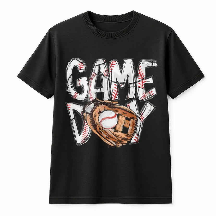 Game Day Baseball T-Shirt | Sketch Style Baseball Stitch Graphic | Soft Cotton Unisex Tee | Gift for Baseball Mom and Sports Fans