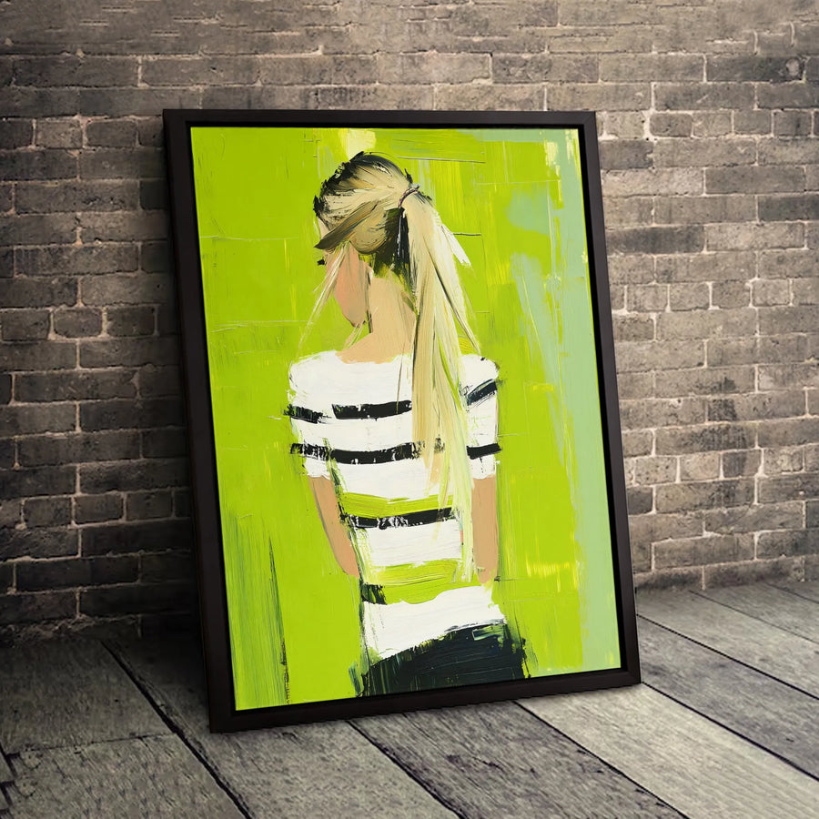 Abstract Woman Painting | Modern Blonde Ponytail Wall Art | 1.25-Inch Premium Canvas | Elegant Contemporary Home Decor Gift