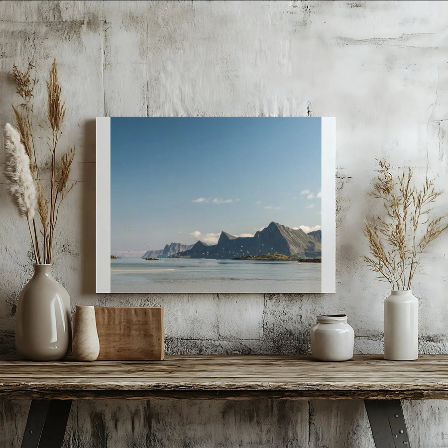 Coastal Seascape Canvas Print | Mountain and Ocean View with Flying Birds | Premium Gallery Wall Art | Limited Edition Nature Photography Gift